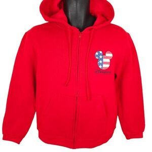Vintage Disneyland Sweatshirt Hoodie Womens Size Medium Red 90s Y2K Mickey Mouse